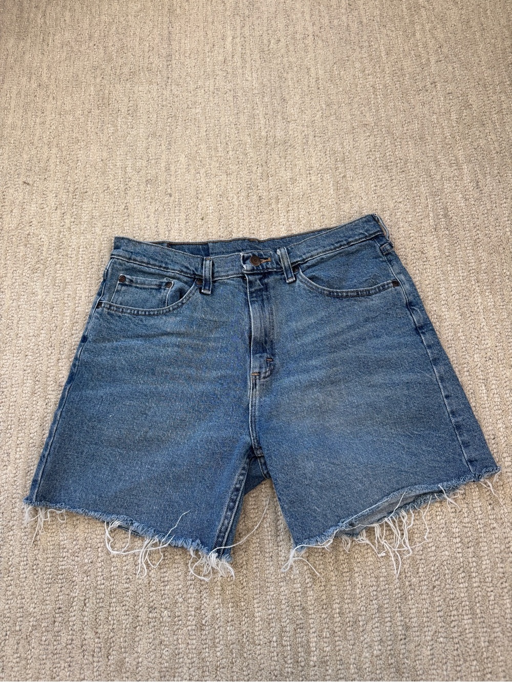 Wrangler Blue Frayed Hem High-Rise Denim Shorts